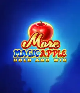 Discover the spellbinding allure of the More Magic Apple slot game by 3 Oaks Gaming, highlighting a shimmering red apple on a vivid blue background. This image portrays the magical theme of the game. Suited for those enchanted by fairy-tale slots, the vibrant visuals and attractive artwork ensure it captures attention. 