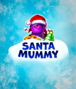  Experience the whimsical "Santa Mummy" slot game by Belatra, highlighting a mummified Santa decked out in festive holiday attire. This colorful image captures the mummy with a bright purple hue, wearing a Santa hat, amid snowy blue with frosty snowflakes. The game's title, "Santa Mummy," is boldly written in large, cool blue letters.