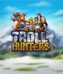 Immerse yourself in "Troll Hunters," where bold Viking warriors are poised to battle their foes. The logo displays a pair of Vikings, male and female, armed and ready, set against a frosty mountainous backdrop. They exude strength and courage, capturing the spirit of the game's adventurous theme.