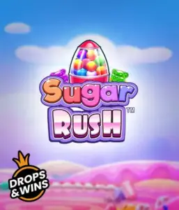 Dive into the colorful world of Sugar Rush by Pragmatic Play, with a vibrant candy dispenser set against a fantastic background of candyland. This graphic captures the joy and thrill of the slot, enhanced with multicolored candies and engaging typography. Ideal for those with a sweet tooth, delivering endless entertainment. 