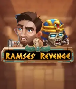 Explore the thrilling world of Ramses' Revenge slot by Relax Gaming, showcasing a frightened explorer and a terrifying mummy amid an Egyptian tomb backdrop. This image depicts the adventure of Egyptian archaeology, great for adventure seekers, providing a thrilling gaming experience. 